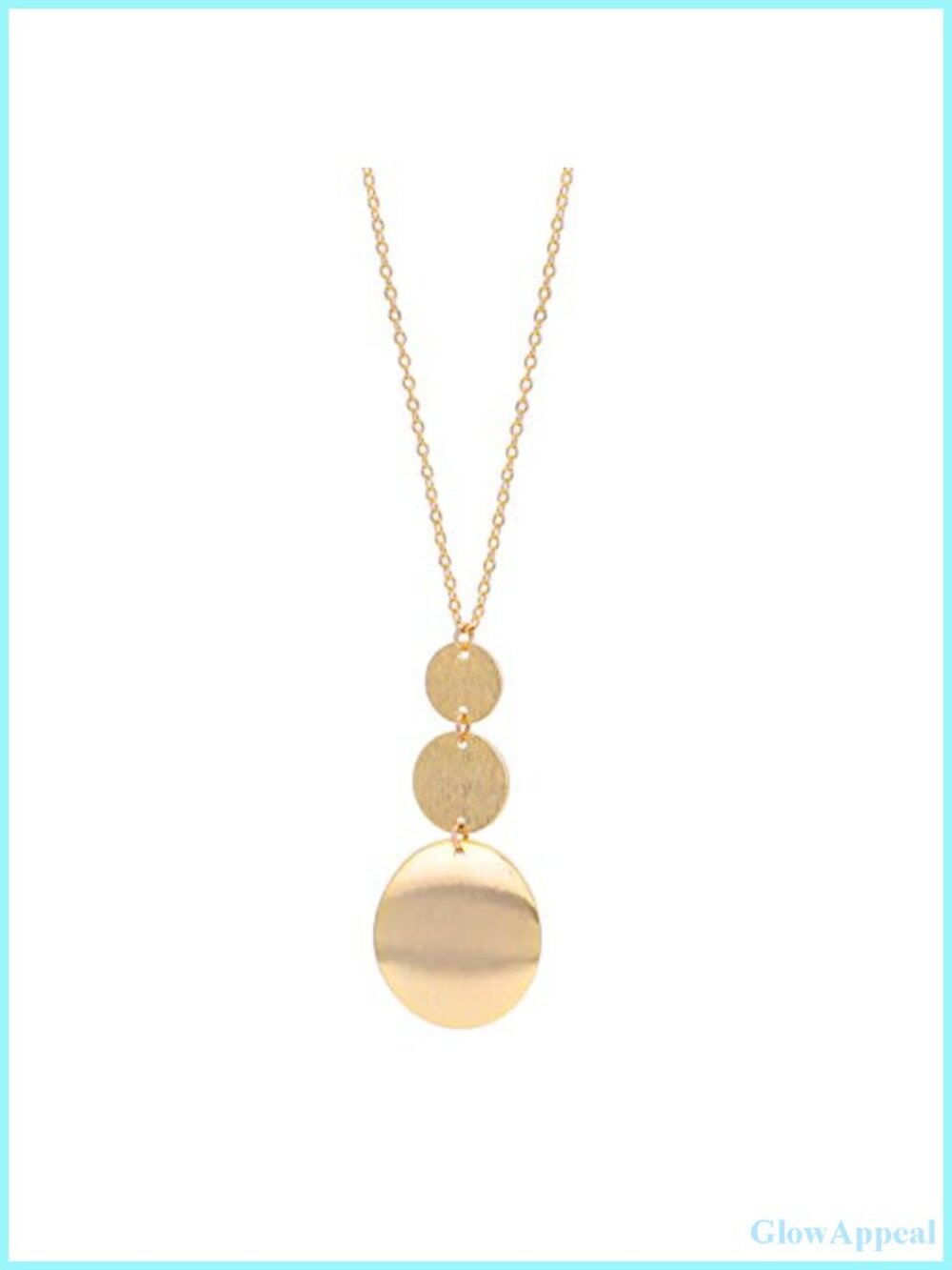 Long Disc Pendant Necklace 18K Gold Plated Sweater Chain Women